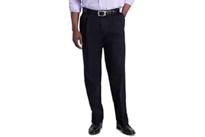 Haggar Men's Iron Free Premium Khaki Classic Fit Pleat Front Expandable Waist Casual Pant(Regular and Big & Tall Sizes)