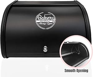 Metal Black Bread Box for Kitchen Counter | Bread Storage | Bread Containers Storage | Bread Bin | Bread Keeper Container | Farmhouse Bread Box | Large Bread Box | Bread Holder | Bread Saver