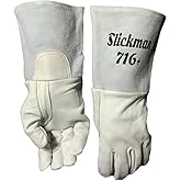 Slickman 716 Plus American Elk Skin Hybrid Welding Gloves, MIG TIG Stick Compatible, White