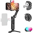 AOCHUAN Handheld 3-axis Gimbal Stabilizer for iPhone&Android Smartphone Gimbal Anti-Shake w/ 1/4 Thread,RGB Magnetic Light,AI Tracking Phone Holder for Vlogging for TikTok,YouTube-Smart X Kit Black