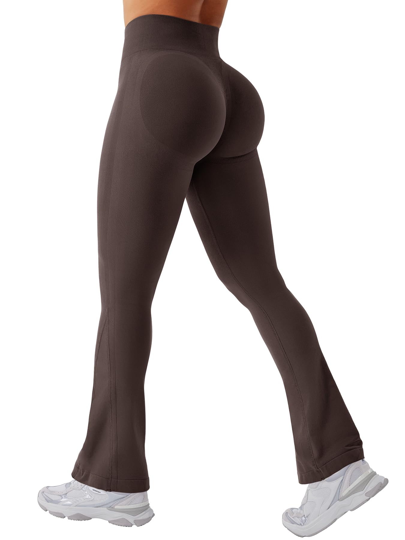 Photo 1 of YEOREO Mini Flare Leggings Womens Workout Butt Lifting Legging Hidden Scrunch Seamless 28" Impact Lilliean Yoga Pants Chocolate Brown L