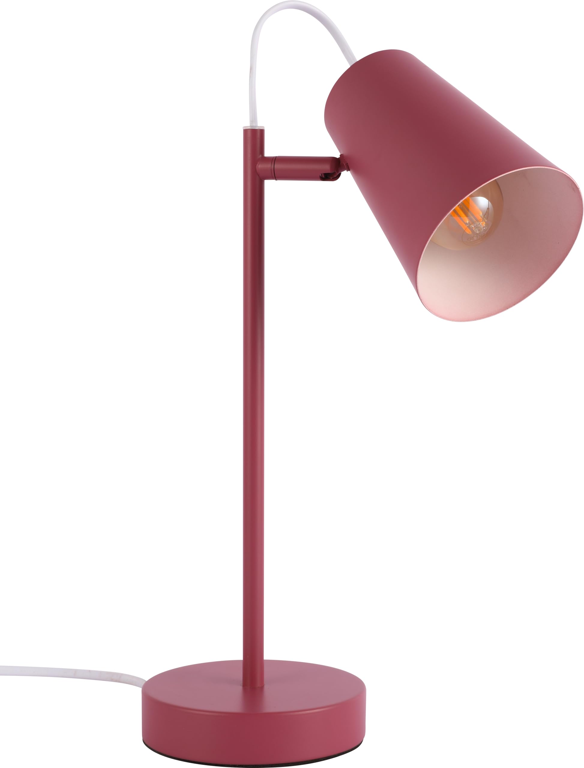 TEKLED® LED Desk Lamp | Sleek Cut Cone Rotatable Table Light in Vibrant Colors | Replaceable E27 Edison Screw Bulb Holder | for Bedside Reading Office Work Architects Students - Fuchsia Rose