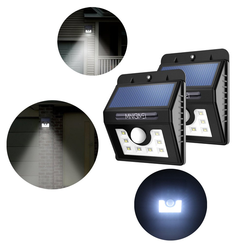 Outdoor Solarleuchte, Tegrace 8 LED Leuchten fuer Garten mit Bewegungssensor Licht Sensor, 3 Intelligenten Modi, Waetterfeste LED Solar Leuchte