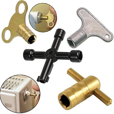Global Furnishing Solid Brass Radiator Bleed Key 4 Way Plumbing Air Vent Valve