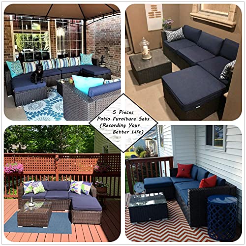 PHI VILLA Outdoor Patio Rattan Sectional Sofa Patio Wicker Furniture