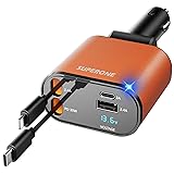 【Upgraded】 SUPERONE Retractable Car Charger 4