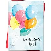 Beixian First Birthday Card for Boy, Funny 1st Birthday Card Gifts, Look who's ONE!