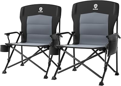 EVER ADVANCED Oversized Camping Chair Set of 2 230kg Heavy Duty Wide Folding