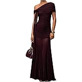 Verdusa Women's Corset Dress Wedding Guest Dresses Statement Holiday Off Shoulder Ruched Mesh Formal Outfits