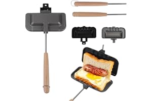 5.5inch Double-Sided Sandwich Maker Pan with Detachable Handle, Aluminium Alloy Non-stick Grill Pan for Breakfast, Total Leng