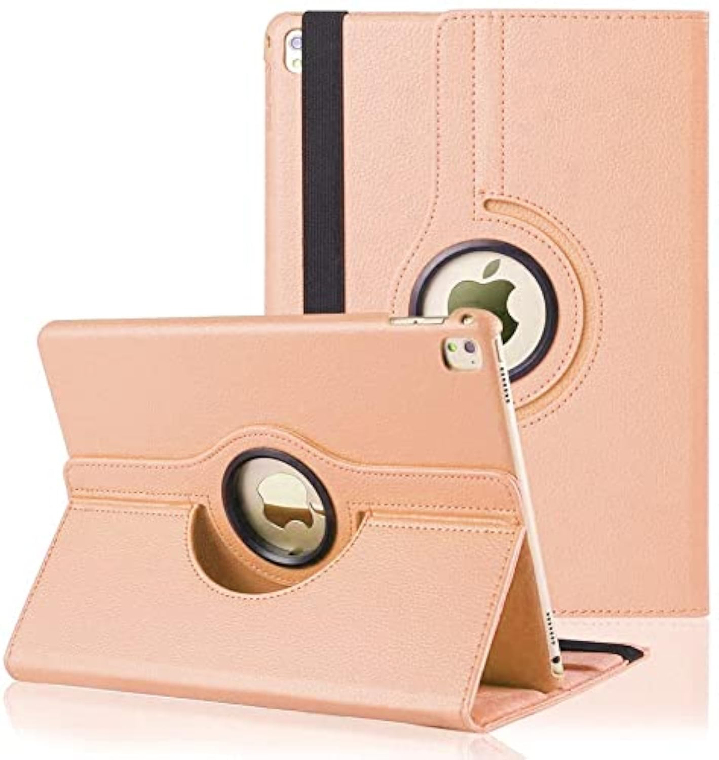 For iPad 10.2 Case 9th/8th/7th Generation (2021/2020/2019) 360 Leather Wallet Rotating Durable Protective Cover with Auto Wake/Sleep (Gold)