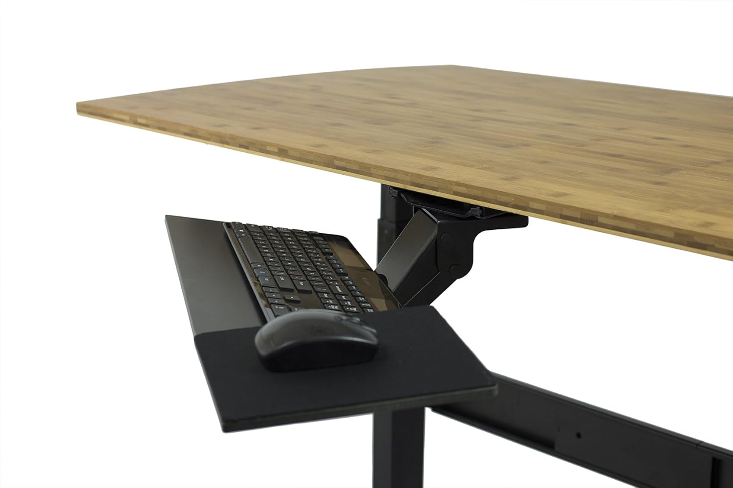 KT1 Ergonomic Under-Desk Computer Keyboard Tray. Adjustable height angle negative tilt sliding pull out drawer platform swivels 360 slides office products furniture desktop accessories with mouse pad : Office Products
