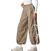 Fisoew Women’s Wide Leg Track Pants Casual Elastic Waist Bow Tie Y2K Baggy Sweatpants with Pockets