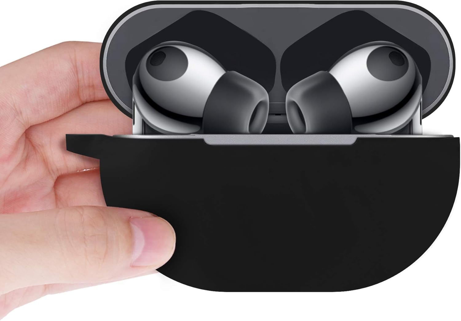 kwmobile Case Compatible with Huawei FreeBuds Pro Case - Silicone Cover Holder for Earbuds - Black - Image 3