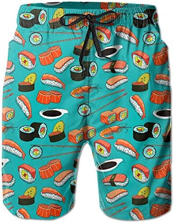 Seafood Sushi Prawn Wasabi Japanese Men's Pocket Swim Trunks Athletic Quick Dry Beach Board Shorts XX-Large
