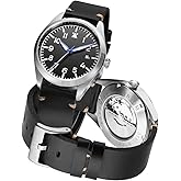 Boyarca Pilot Watch Men's Aviator Wrist Watch Japan Automatic Movement Retro Mechanical Watches Stainless Steel Case with Luminous Waterproof