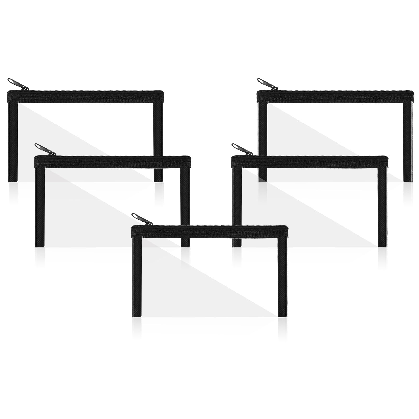 Photo 1 of 5 Pcs Small Clear Makeup Pouches, Waterproof Cosmetic Bag with Zipper Portable Cosmetic Case Travel Organizer Kit Storage Holder for Purse Lipstick Travel Makeup Bathroom Vacation Organizing (Black)