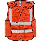Salzmann Multi-Pocket Safety Vest - High Visibility 5-Point-Breakaway Vest - Made with 3M Reflective Material