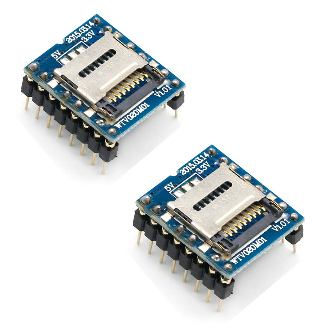 Hailege 2pcs WTV020-SD U Disk Audio Player MP3 Sound Module Voice Module with SD Card Slot UART 232 for