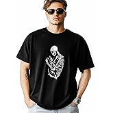 Mens Graphic T-Shirts, Cat Skull Short Sleeve Crew Neck Comfortable Soft Casual Classic Tee, XS - 5XL Hug Tshirts Top