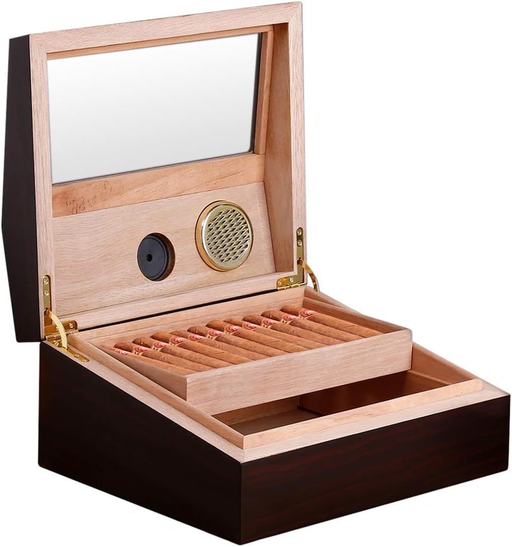 CRITIRON Zigarren Humidor für 50 Zigarren Zigarrenkiste mit Hygrometer