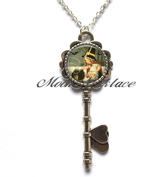 Witch Key pendant,Witch Key necklace, Halloween Key