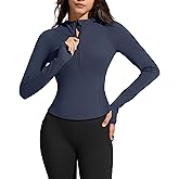 G4Free BareFeel Women's Half Zip Pullover Hoodies Slim Fit Yoga Running Long Sleeve Tops with Thumbholes