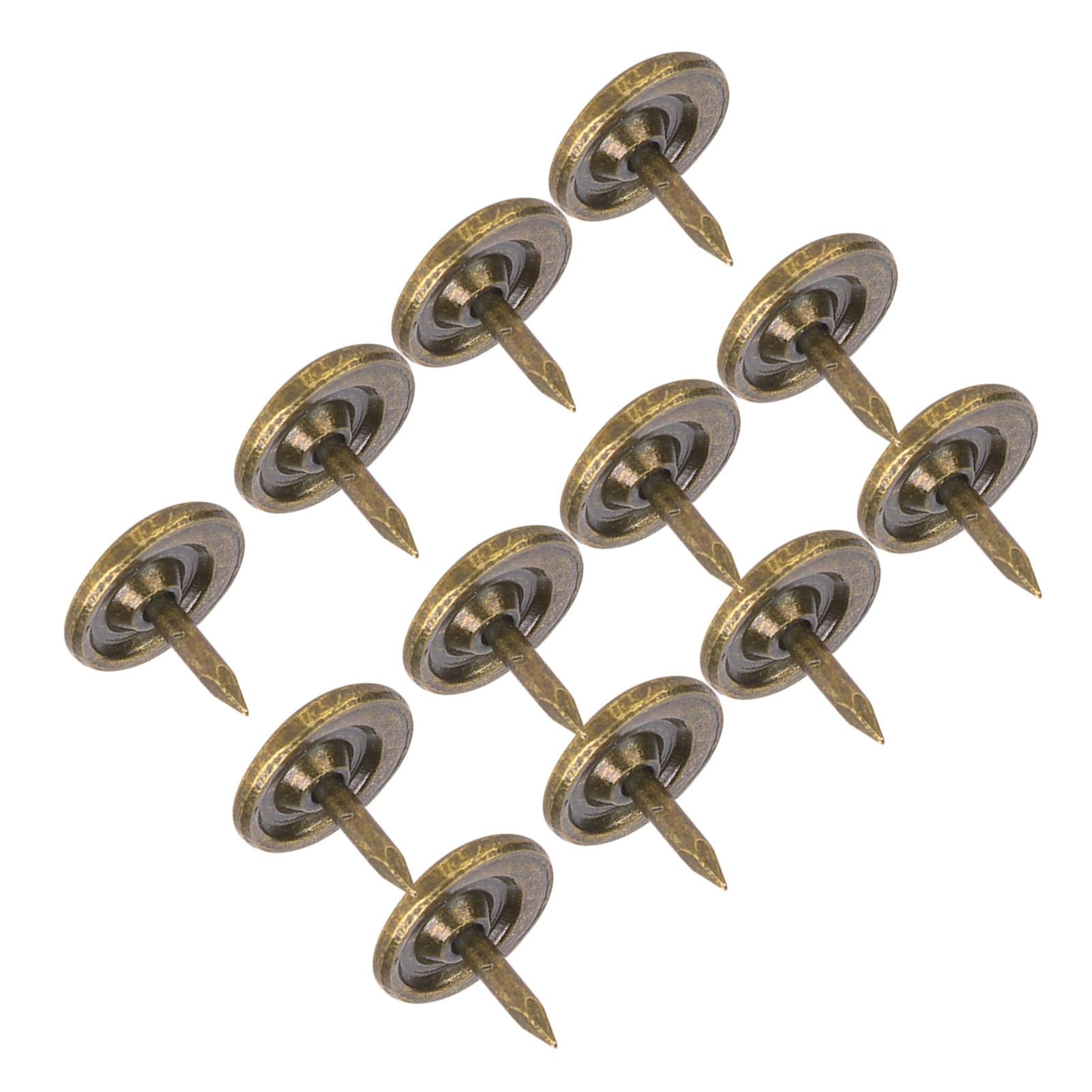 Upholstery Nails, 100Pcs Flat Head Bronze Metal Tacks, Antique Furniture Nails for Sofa Headboards, Iron, Cyan Bronze
