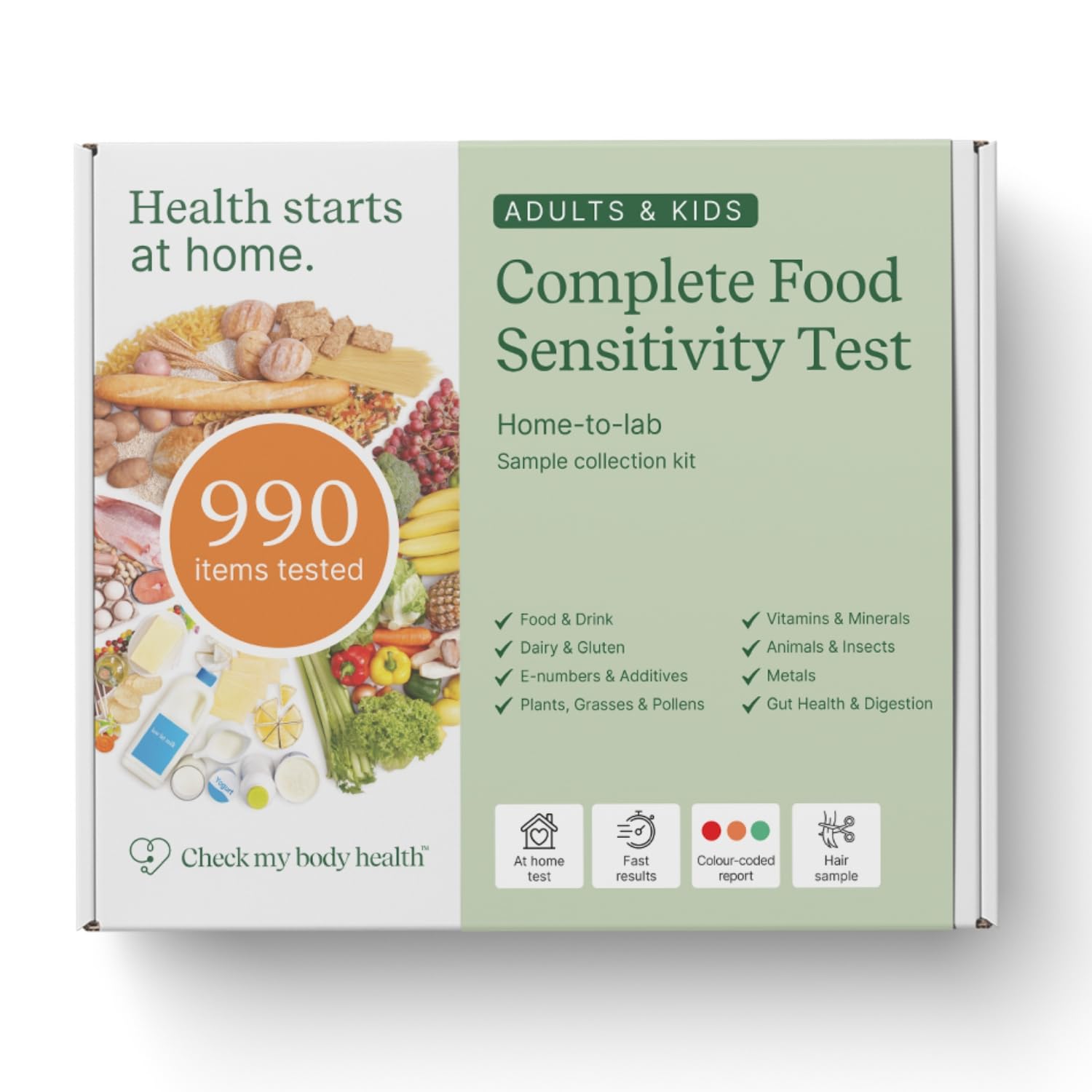 Check My Body Health 990 Items Complete Food Sensitivity Test Kit for Adults and Kids – Non-Invasive Food Intolerance Test Kit – At-Home Testing Kits with Results in 3–5 Days
