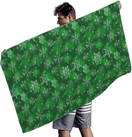 MINNOMO Weihnachten Schneeflocken Grün nahtlos Druck Badetücher