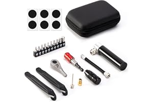 EMERK Bike Repair Tool Kit – Bicycle Multi-Tool Kit with Mini Pump, Ratchet Reversible Tool &10 Tool Bits, Tire Levers, and Portable Bag for Camping and Travel