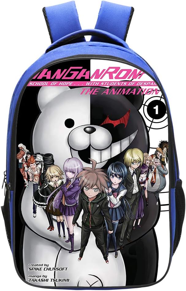 Qushy Danganronpa Kid Adult Backpack Schoolbag Bookbag Daypack Blue Type