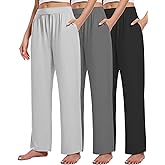 Kivdol 3 Pack Women's Lounge Pants Cozy Wide Leg Lounge Pants with Pockets Loose Flowy Yoga Sweatpants Workout Comfy Jogger