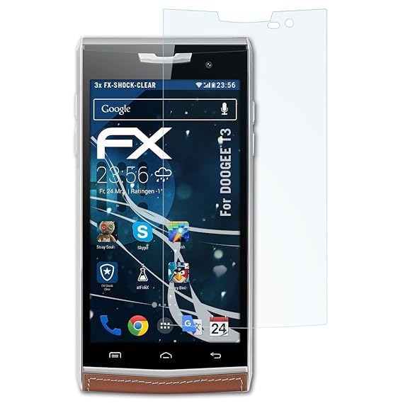 atFolix Schutzfolie kompatibel mit DOOGEE T3 Panzerfolie, ultraklare und stoßdämpfende FX Folie (3X)