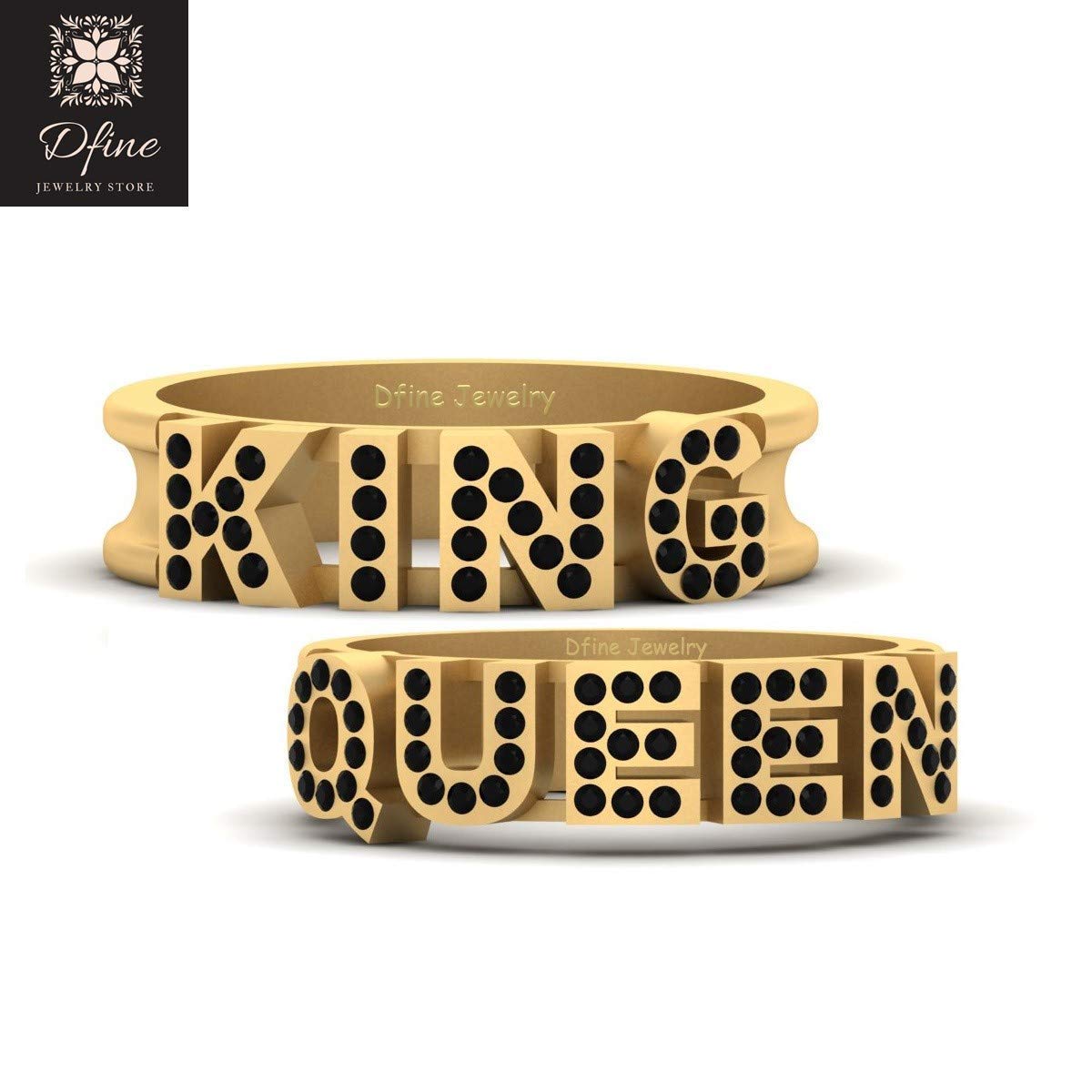 Amazon Com Royal Couple King And Queen Engagement Band Set His