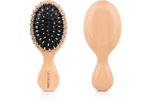 URTHEONE Hair Brush Mini Boar Bristle Hairbrush for Thick Curly Thin Long Short Wet or Dry Hair Detangle Massage Add Shine, Pocket Travel Small Paddle Hair Brush for Men Women Kids
