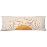 Pleonox Boho Orange Sun Sunshine 20x54 Body Pillow Cover Case, Mid Century Modern Boho Horizontal Sunset Sunrise Decorative Long Hug Pillow Cases for Bed Couch