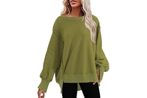 SHEWIN Womens Oversized Reverse Seam Sweatshirt Casual Long Sleeve Pullover Tops Lightweight Loose Crewneck Sweatshirts