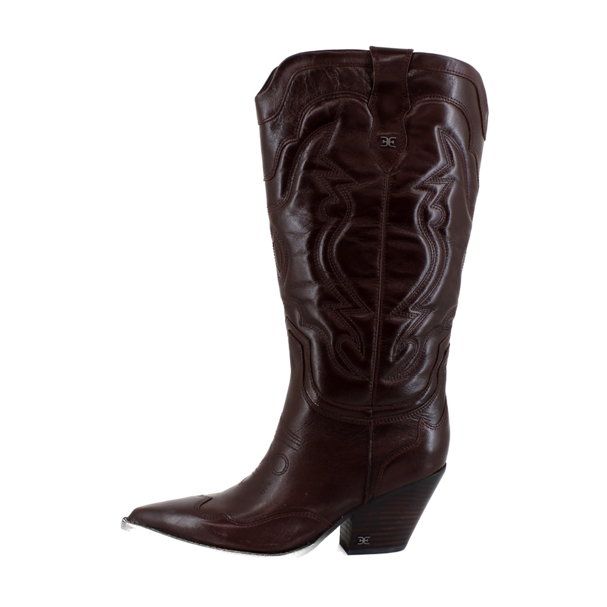 Condition photo showing New/Like New for sam edelman women's james western boot spiced pecan wide calf 7 medium