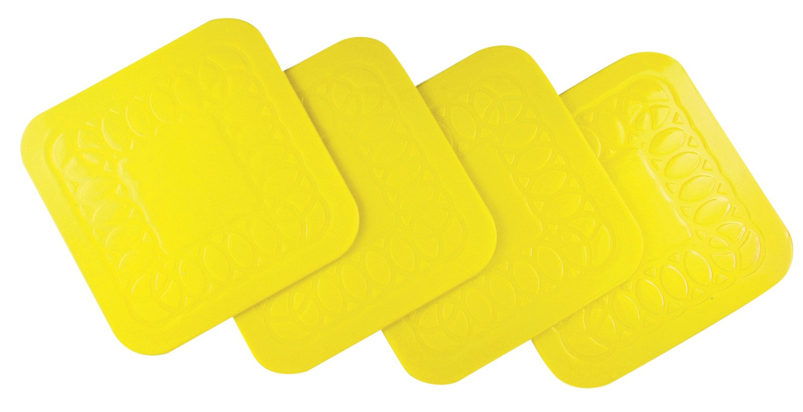 Tenura Yellow Non Slip Heat Proof Coasters Square 9x9 cm for Coffee, Tea, Beer, Mug, Wine on Tables, Counters, Cabinets Pack of 4