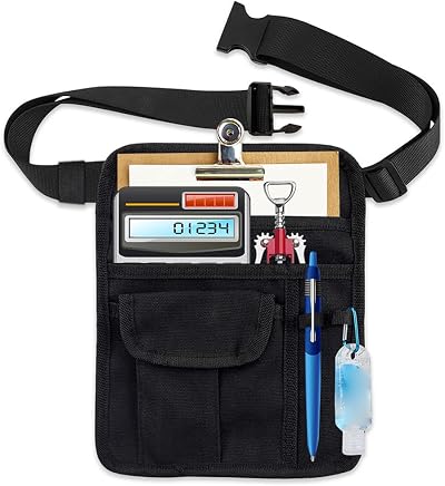 FAURAPMNG Server Apron Bag Waist Money Pouch Holder Black Adjustable Belt 10x8in