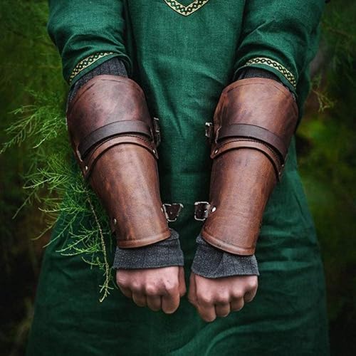 Medieval Costume Men Gauntlet Wristband, Retro Medieval Leather