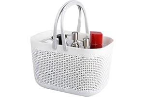 UUJOLY Plastic Organizer Storage Baskets with Handles, Shower Caddy Bins Organizer for Bathroom and kitchen（White）