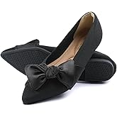 Semwiss Pointed Toe Ballet Flats for Women Slip On Comfortable Flats with Bow Dressy Casual Work Shoes