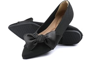 Semwiss Pointed Toe Ballet Flats for Women Slip On Comfortable Flats with Bow Dressy Casual Work Shoes