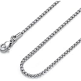 FOSIR Mens Chain Necklaces, Stainless Steel Rolo Chain Necklace for Men and Women, Silver Tone Box Chains for Men, Wide 2/3/4/5mm