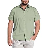COOFANDY Big & Tall Shirts for Men Short Sleeve Button Down Casual Dress Shirts