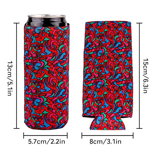 Slim Can Sleeves - Neoprene Bottle Insulator Sleeve Set of 4 Can Beverage Coolers for 12oz Energy Drink & Beer Cans (Multicolor)