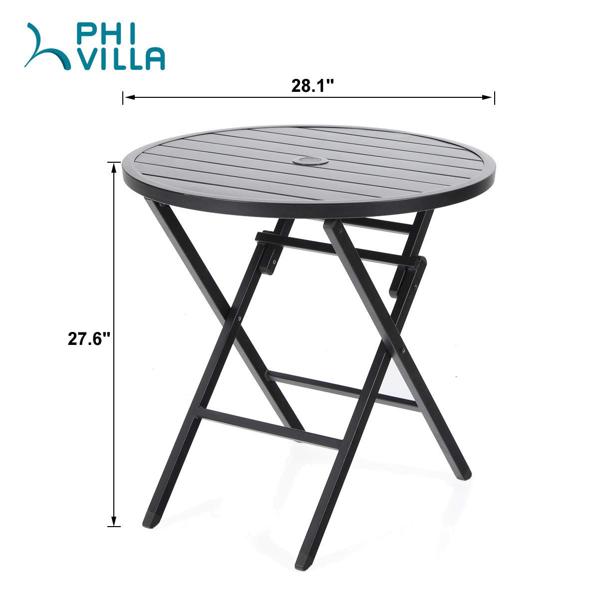 PHI VILLA Dia.28 Outdoor Patio Portable Round Folding Bistro,Dining