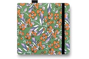 E-WEICHEN 5x5" Handy Portable Handmade Cloth Fabric Hardcover Sewing Binding Travel Watercolor Sketchbooks Watercolor Paper 140LB/300gsm 20Sheets/40Pages Journal Mixed Media Pad Notebook Green Butterfly